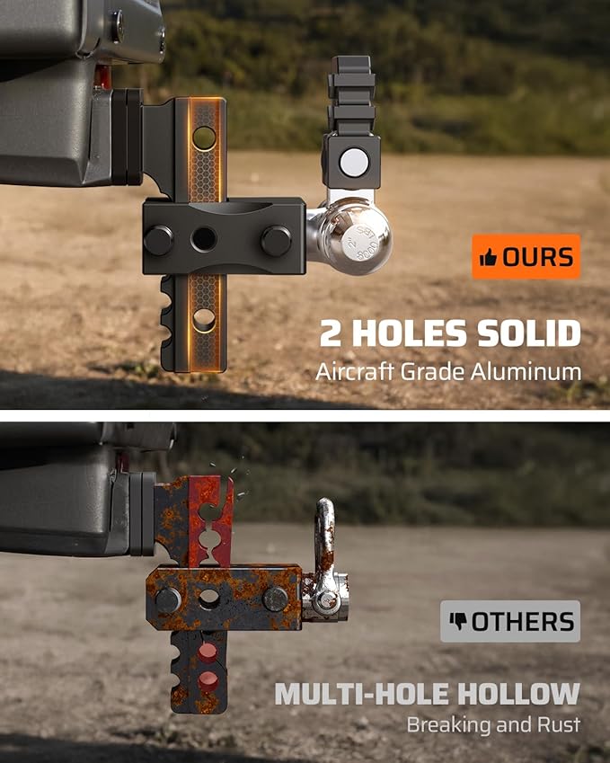 Ehaho Adjustable Trailer Hitch, Drop Hitch 2 Inch Receiver with Shackle 6 Inch Drop/Rise for Truck 12,500 LBS GTW,Weatherproof Anti-Theft Locking Hitch Pins