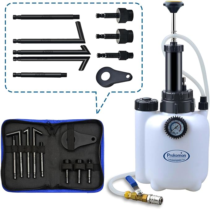 Prokomon 3 Liters Transmission Fluid Pump Oil Filling Filler System Fluid Transfer Pump Tool with 8 ATF Adapters
