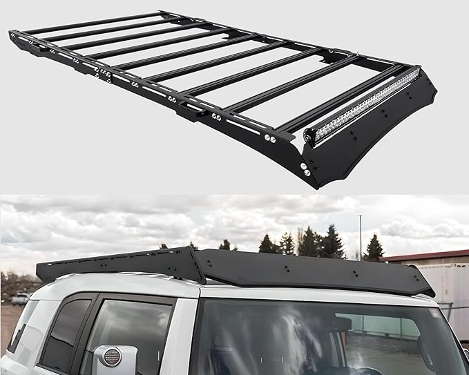 FJ Cruiser Roof Rack, 2007-2016, Aluminum, 600 lbs Capacity, LED Light Bar Compatible, Black