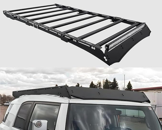 FJ Cruiser Roof Rack, 2007-2016, Aluminum, 600 lbs Capacity, LED Light Bar Compatible, Black