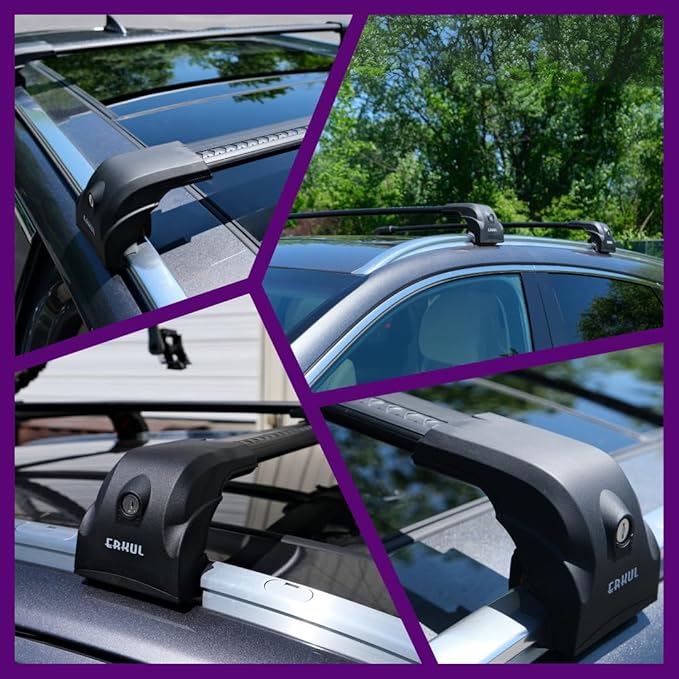 ERKUL Heavy Duty Roof Rack Cross Bars for Volvo XC90 2016-2026 | Upgraded 220 lbs Aero Aluminum Crossbars with Smart Clamp System | Compatible with Flush Rails - Black