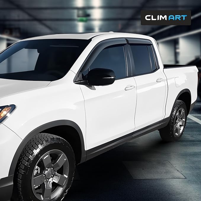 CLIM ART Incredibly Durable Rain Guards for Honda Ridgeline 2017-2026, Original Tape-on Window Deflectors, Vent Deflector, Window Visors, Car Accessories, 4 pcs. - 417356