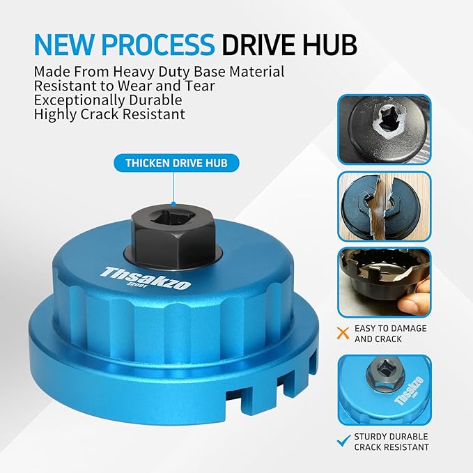 Heavy Duty Oil Filter Wrench 64mm 14 Flute/4 Slots Compatible with Toyota, Lexus, and Scion Vehicles Equipped with 2.5L to 5.7L engines Precision CNC Machined Aluminum Oil Filter Removal Tool