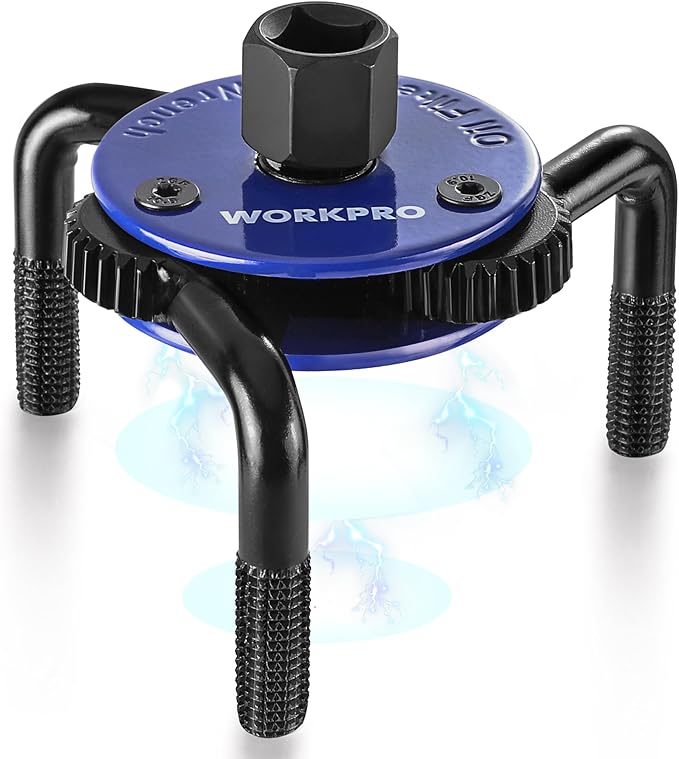 WORKPRO Magnetic Adjustable Oil Filter Wrench, Universal 3-Jaw Removal Tool 3"–5" (76–130mm), Auto Lock Design, Heavy Duty Oil Filter Wrench for Car, Truck, SUV, Motorcycle Oil Changes