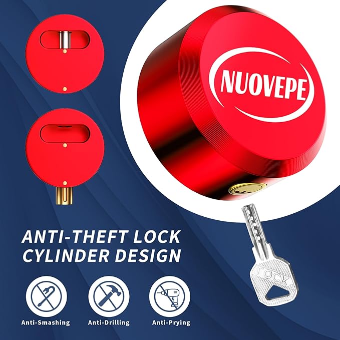 Trailer Lock Fits 2 5/16 Inch Couplers, Secures Safety Chains Anti-Theft Ball Hitch Lock, Pry-Resistant & Heavy-Duty Trailer Hitch Locks for RV | Cargo | Camper | Dump Trailer (Red)
