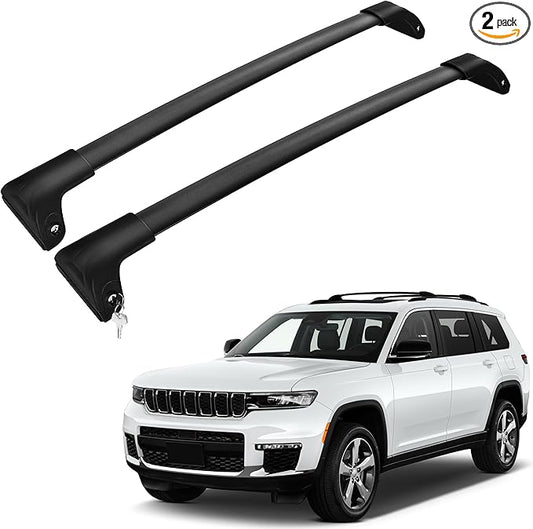 220Lbs Roof Rack Crossbars for 2021-2025 Grand Cherokee L,2022-2025 Grand Cherokee WL with Anti-Theft Lock, Heavy Duty Aluminum Anti-Corrosion Cross Bar Fit Luggage Luggage Kayaks Bicycles Snowboard