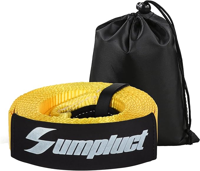 Recovery Tow Strap 2in X 20ft Exceed Heavy Duty 25,000 lbs Break Strength, Use for Emergency Towing Rope, Tree Saver, Winch Extension, Triple Reinforced Loops,Car Accessories