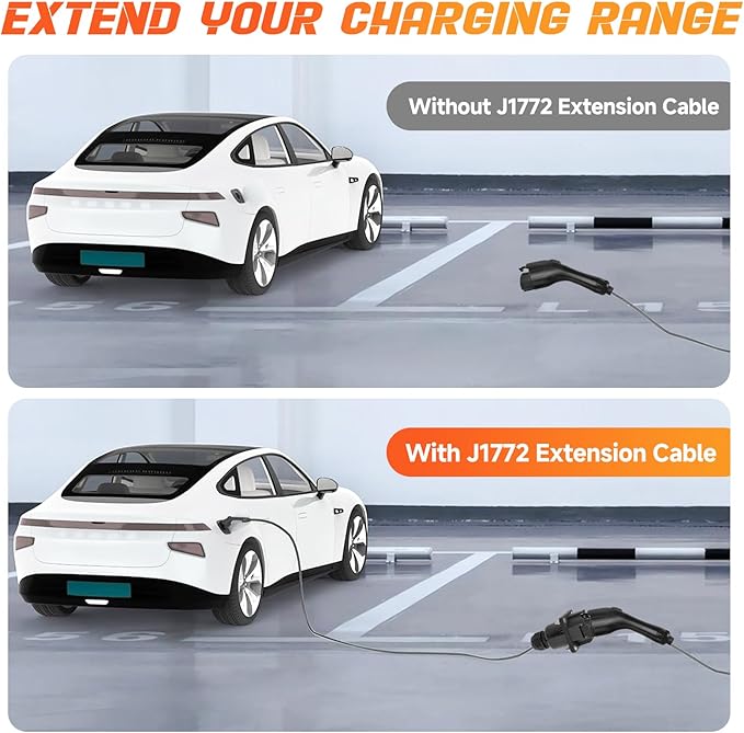 EV Charger Extension Cable, 40Amp 30FT J1772 Extension Cord Compatible with 120V-240V SAE J1772 EV Chargers, Level 1/Level 2 IP66 Heavy Duty Charging Cable for EVs/PHEVs with Carrying Bag
