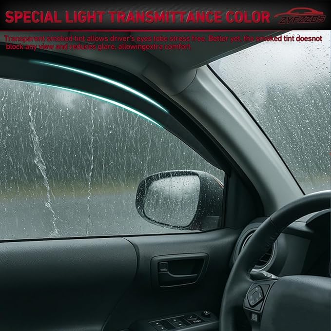 Window Visors Rain Guards Fit 2024, 2025 Toyota Tacoma Side Window Deflectors Vent Shades Sun Visors Accessories Mugen Style Tape-On 4PCS