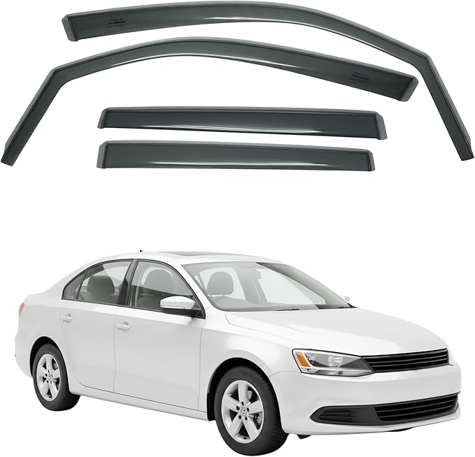 in-Channel Car Window Rain Guard Compatible with VW Jetta mk6 fit:2012-2018 4pcs, Taiwan Made Precise & Transparent Car Wind Deflectors No Water Leakage Visors