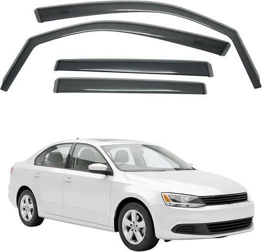 in-Channel Car Window Rain Guard Compatible with VW Jetta mk6 fit:2012-2018 4pcs, Taiwan Made Precise & Transparent Car Wind Deflectors No Water Leakage Visors