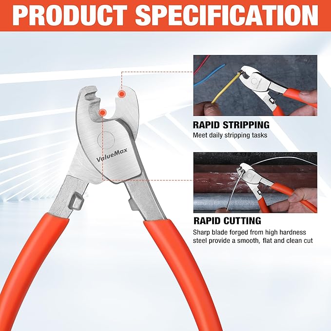 ValueMax Bolt Cutter Set, 3-Piece Heavy Duty, 14" and Mini 8" Cutters, 8" Cable Cutter With Carrying Bag for Locks, Steel Wire, Barbed Wire, Chains