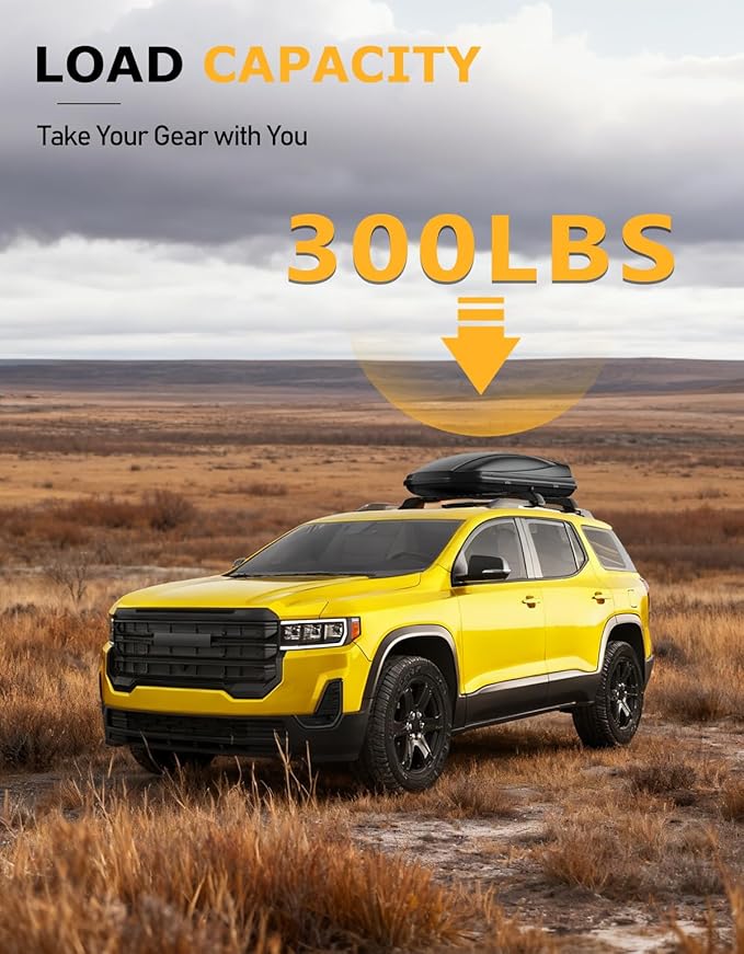 Tuyoung 300lbs Lockable Roof Rack Cross Bars Compatible with GMC Acadia 2017 2018 2019 2020 2021 2022 2023(with Raised Rails)，Heavy Duty Anti-Theft Aluminum Roof Crossbars Rooftop Luggage Carrier