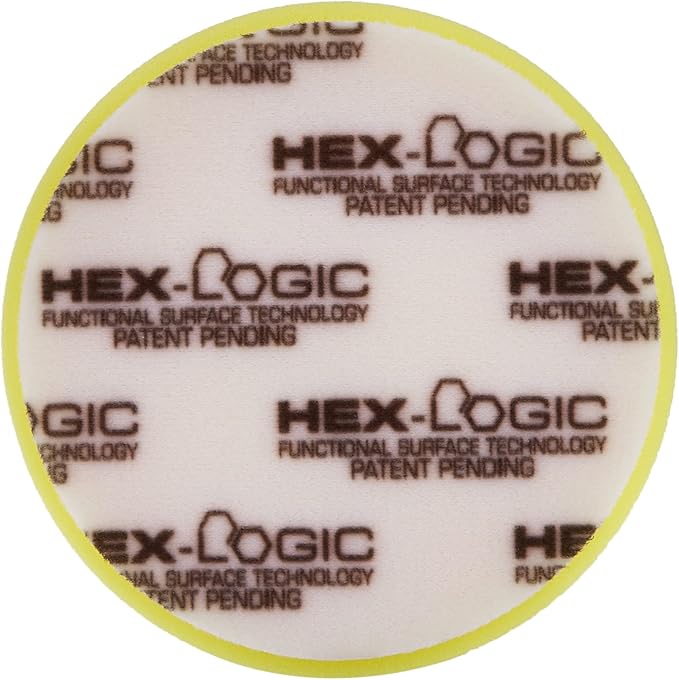 Chemical Guys BUFX_101HEX6 BUFX_101_HEX6 Hex-Logic Heavy Cutting Pad, Yellow (6.5 Inch Pad Made for 6 Inch Backing Plates), 1 Pad Included