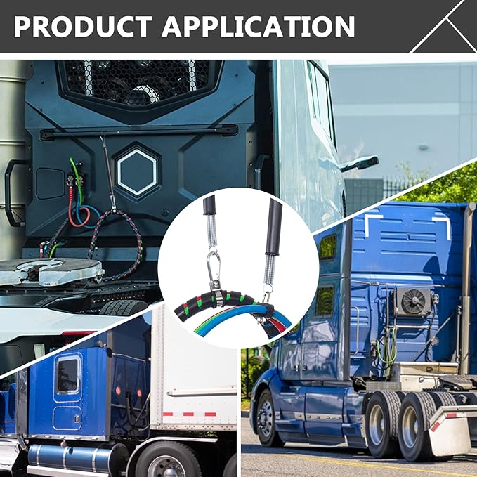 CheeMuii 16" Single Tender Spring Kit with 3-in-1 Air Line Holder and 3-Hole Clamp Holder Heavy Duty Tender Spring for Semi Truck Air Lines Kit with 2 Style Air Line Holders for Truck Trailer Tractor