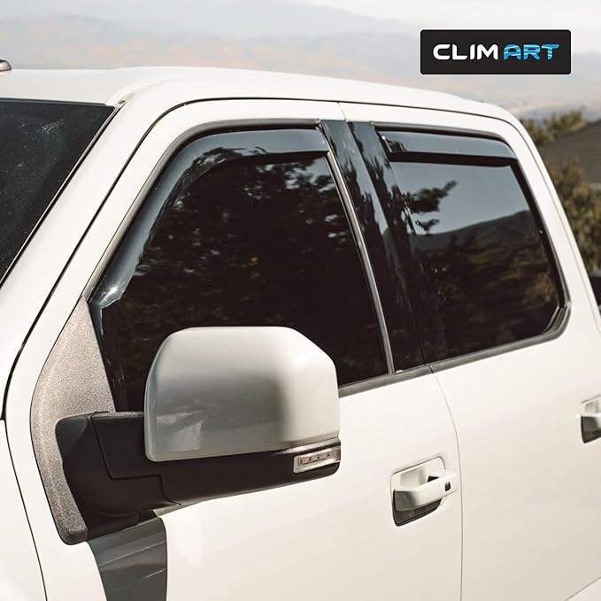 CLIM ART in-Channel Incredibly Durable Rain Guards for Ford F150 2015-2020 SuperCrew, Original Window Deflectors, Vent Deflector, Vent Window Visors, Dark Smoke Truck Accessories, 4 pcs- 615010LP