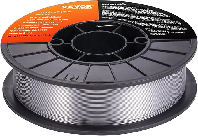 VEVOR Flux Core Welding Wire, E71T-GS 0.035-inch 10LBS, Gasless Mild Steel MIG Welding Wire with Low Splatter for All Position Arc Welding and Outdoor Use