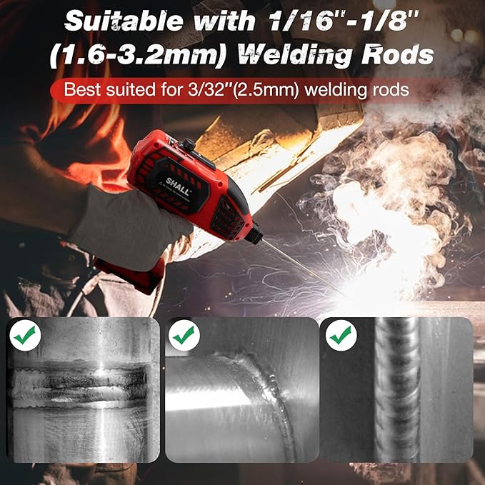 SHALL Portable Electric Welding Machine, 110V Handheld ARC Welder with IGBT Inverter, 0-120 Amp Adjustment Current for 1/16''-1/8'' Welding Rods