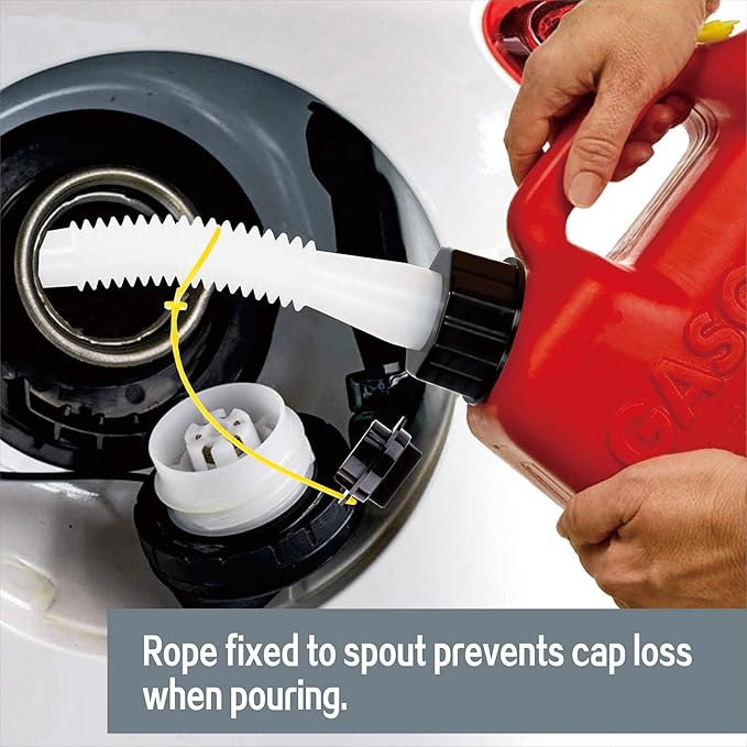 Replacement Gas Can Spouts Improved Design Gasket Flexible Pour Nozzle with Vent Cap for Older Gas Can Fuel Water Jug 1 2 5 Gallon White
