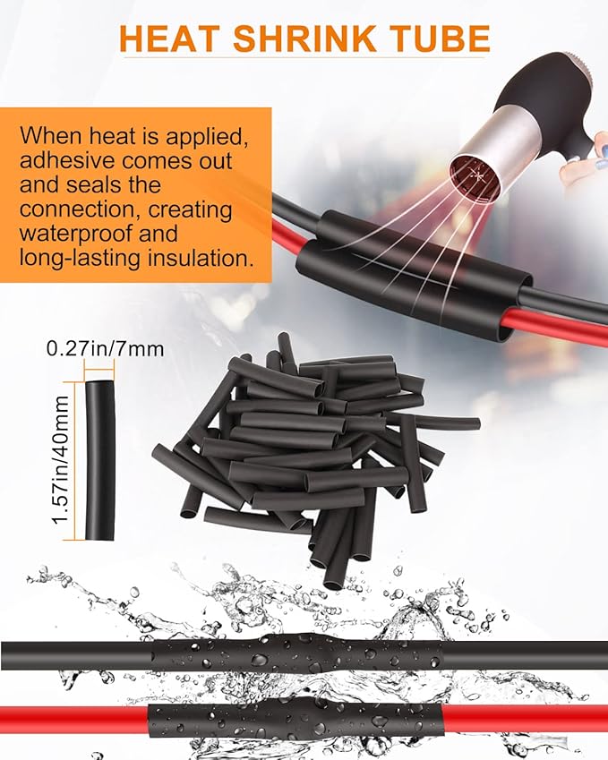 NAOEVO 3 Pin Connector Waterproof, 16 AWG 3 Wire Connectors, Automotive Electrical Connectors Male and Female Way With Heat Shrink Tubing for Car Truck Boat Wire Connection, 6 Kits