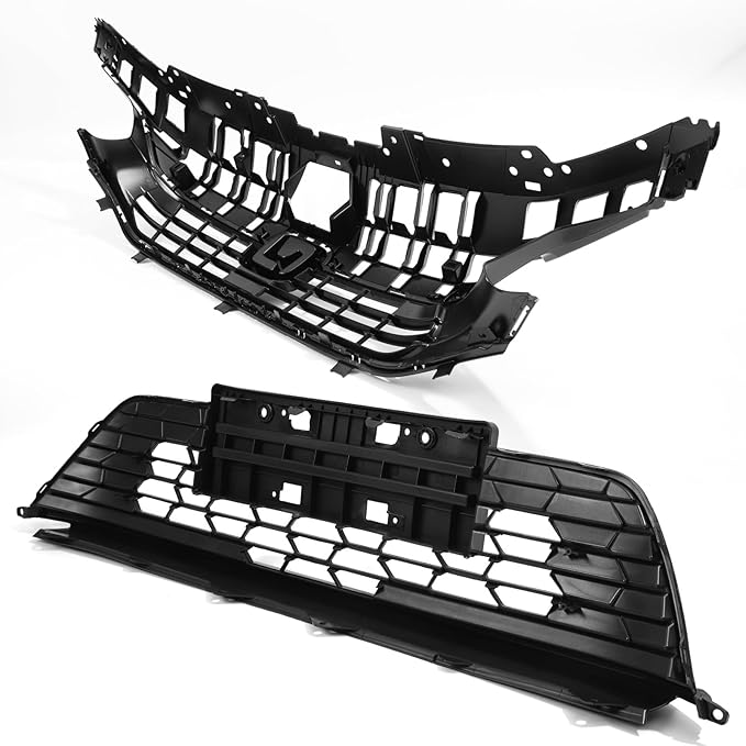 ZXMOTO Black Front Bumper Upper Grill Grille Kit Fit for Honda Civic Sedan 4Door 2022 2023 2024
