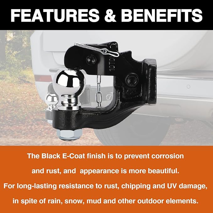 Pintle Hook Pintle Hitches Receiver Hook 10 TON Combination Hitch Ball 2-5/16” Fits Hitch Hook Military Receiver 12000 lbs