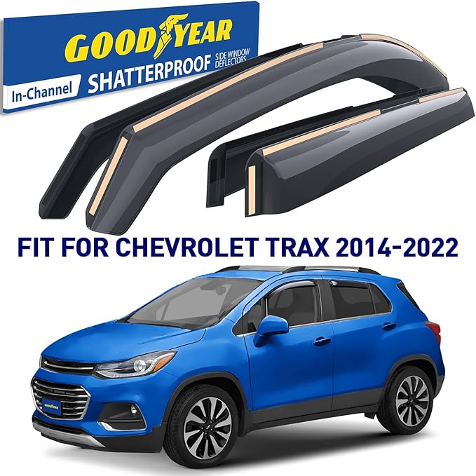 Goodyear Shatterproof in-Channel Window Deflectors for Chevrolet (Chevy) Trax 2014-2022/Buick Encore 2013-2022, Rain Guards, Window Visors for Cars, Vent Deflector, Car Accessories, 4pcs - GY003439LP