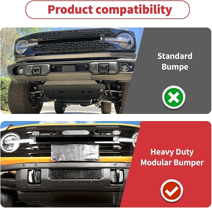 Linskip Modular Bumper Gap Insert Compatible with 2021-2025 Ford Bronco(Not for ACC/Sensors), Enhancing Vehicle Front Appearance, Modular Bumper Gap Cover for Bronco Accessories Gloss Black