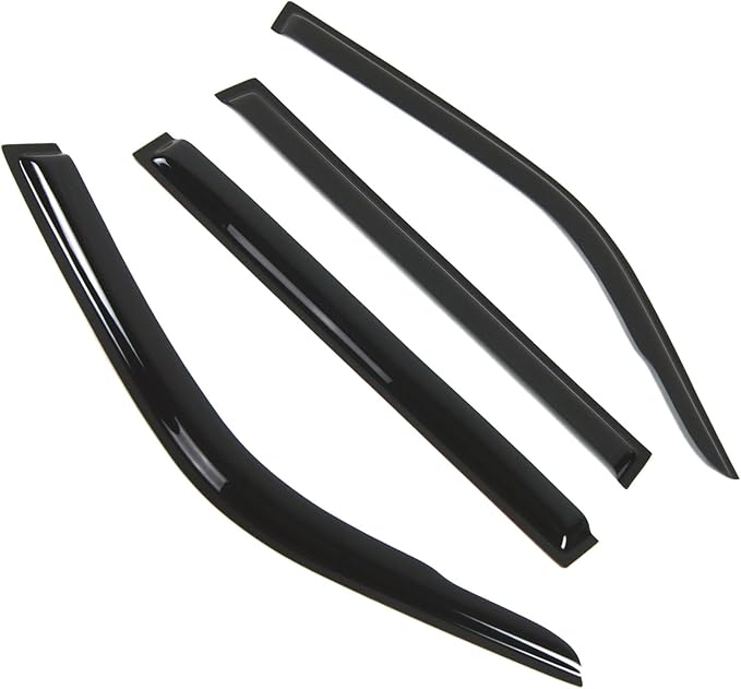 Tuningpros WD2-430 Dark Smoke 4 Pcs Set Window Visor (Outside Mount) Deflector Rain Guard Compatible with 1991-1997 Toyota Land Cruiser