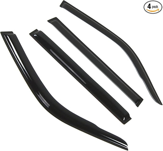 TuningPros Outside Mount Window Vent Visors Rain Guards Compatible with Toyota Land Cruiser 1991-1997 | Side Window Wind Deflectors Rain Shields | Smoke Tinted, 4 Pcs Set, DGWV-430