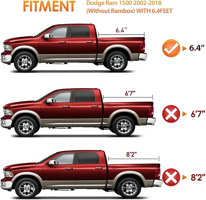 Nilight Soft Roll Up Truck Bed Tonneau Cover Compatible with Ram 1500 2009 2010 2011 2012 2013 2014 2015 2016 2017 2018,6.4ft