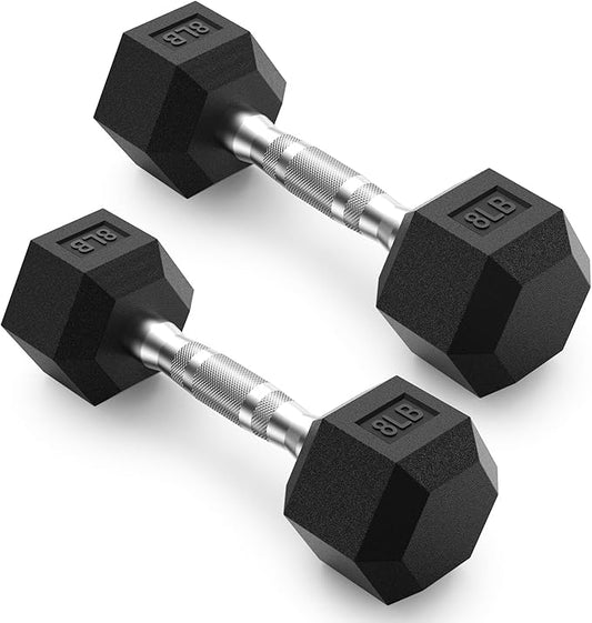 PAPABABE HEX Dumbbell Set 2.5-125lb, Rubber Encased Home Gym Dumbbells, Exercise & Fitness Weights Dumbbells for Women & Men, Hand Weight for Strength Training