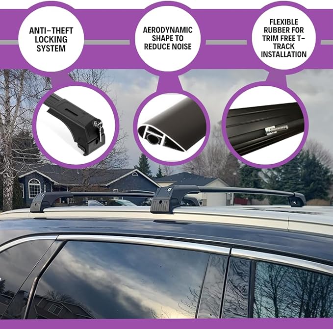 ERKUL Roof Rack Cross Bars for VW Volkswagen ID.4 2021-2025 | Aluminum Crossbars with Anti Theft Lock for Rooftop | Compatible with Flush Rails - Black