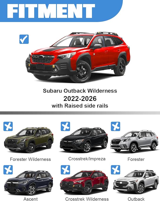 FengYu 300lbs Roof Rack Cross Bars Compatible with Subaru Outback Wilderness 2022-2026 (Only Fit Wilderness), Lockable 300lb Aluminum Roof Rails Crossbars Cargo Bars Rooftop Black