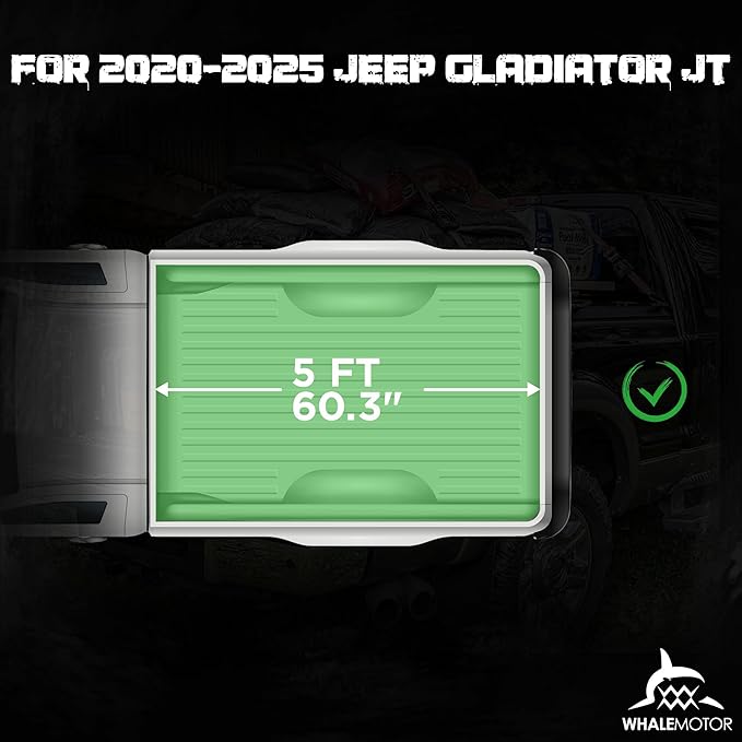 Hard FoldingTruck Bed Tonneau Cover Compatible with Jeep Gladiator JT 2020 2021 2022 2023 2024 2025 5 ft Box w/or w/o Trail Rail, Tri Fold Style