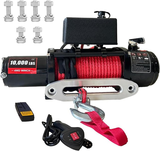 10000LBS Electric Vehicle Winch, IP67 Waterproof 80Ft Steel Cable Truck Winch with Wireless Handheld Remote, 12v Power Winch for Towing UTV Off Road Vehicle (Enhanced Durability & Versatile Control)