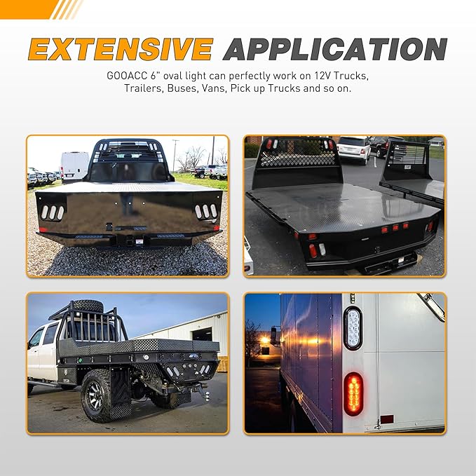 GOOACC 6Inch Oval Trailer Tail Light 4PCS 10LED White Reverse Back Up Lights w/Surface Mount Grommets Plugs IP67 Waterproof for Truck RV Tractor