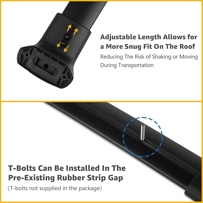 Roof Rack Cross Bars Compatible with Jeep Grand Cherokee Altitude & SRT & Trackhawk with Roof Black Moldings 2011-2022, Adjustable Aluminum 300 LBS Anti-Theft Lock Crossbar for Bike, Snowboard,Luggage