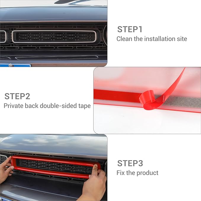 for Challenger Front Grill Mesh Grille Inserts Trim Cover Red Compatible with Dodge Challenger 2015-2023 Red Exterior Accessories 2pcs