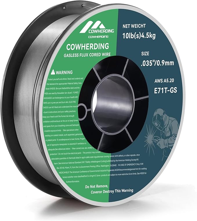 Mig Welding Wire, Flux Core Wire .035" E71T-GS 10-Pound Gas Solid Carbon Steel Low Splatter Mig Welding Wire Solid Wire for Mild Stee, High Feedability Strong ABS Plastic Spool Welding Wire