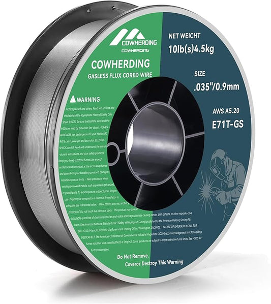 Mig Welding Wire, Flux Core Wire .035" E71T-GS 10-Pound Gas Solid Carbon Steel Low Splatter Mig Welding Wire Solid Wire for Mild Stee, High Feedability Strong ABS Plastic Spool Welding Wire