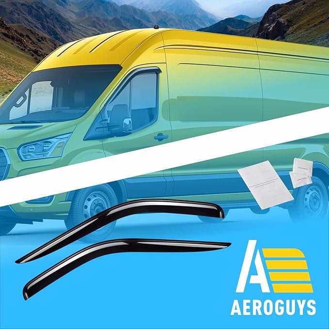 Extra Durable Window Deflectors Tape-On Window Visors Rain Guards Fit for Ford Transit 2014-2026, Sun Visors, Wind Vent for Shades, Exterior Car Accessories - 2pcs. AG0875