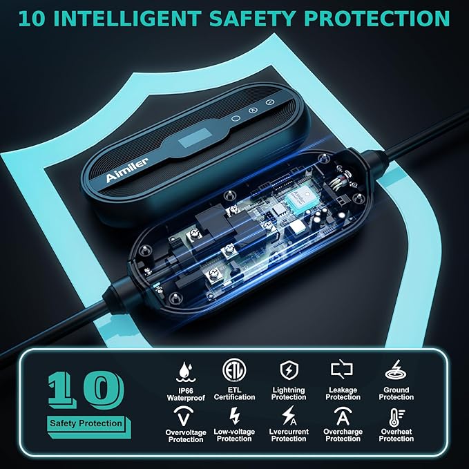 Level 2 Electric Vehicle (EV) Charger(WIFI APP/Plug-play), 40A, 25ft Cable ETL Certified, 220V-240V NEMA 14-50P Plug EVSE w/ J1772 Connector, Portable EV Car Charging Stations for Home Level 2