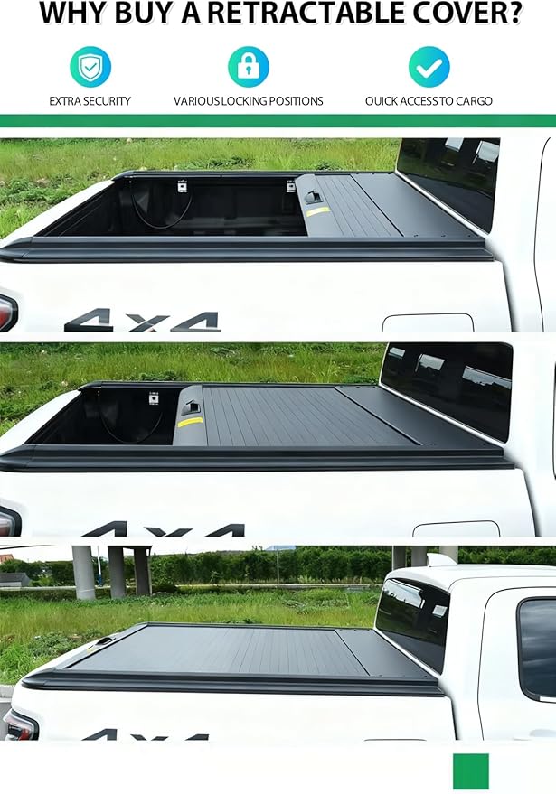 Retractable Hard Tonneau Cover Fits 2015-2025 Ford F-150 Truck Bed Tonneau Cover (Incl, Lightning/Raptor) (5.5 FT)