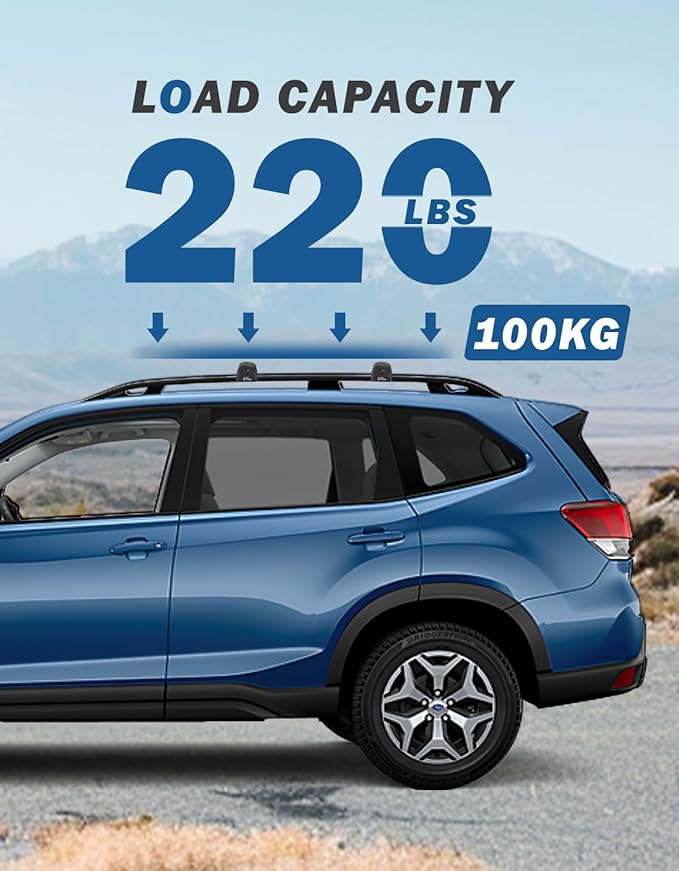 JOYTUTUS Car Roof Rack Crossbars, Compatible with Subaru Forester 2014-2026 with Lock (Not for Wilderness), 220LB Aluminum Crossbars for Roof Racks Trunks Kayaks Canoes Bicycles Skis