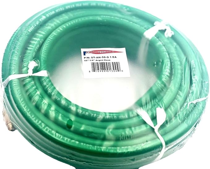 Argon Gas Hose for MIG/TIG Welding Flowmeter 1/4", 5/8"X18 Male, NPT Fittings, Inert Hose (50 Feet) AH-50-G