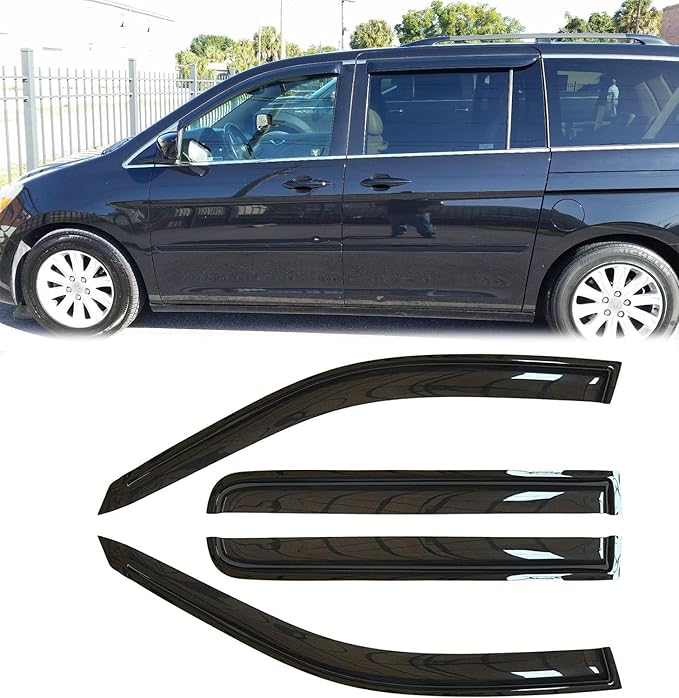 Rainproof Side Window Wind Deflectors for 2011-2017 Honda Odyssey, Tape-on Sun Rain Guard Sets,Nice Looking Window Visors for Cars,Vent Deflector for 11-17 Honda Odyssey 94203