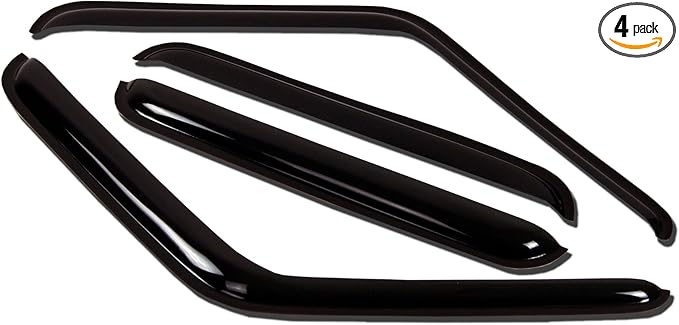 Tuningpros WV-132-3 Outside Mount Window Visor Deflector Rain Guard Dark Smoke 4-pc Set, Compatible with 2002-2009 Dodge Ram 3500 Quad Cab/Extended Cab