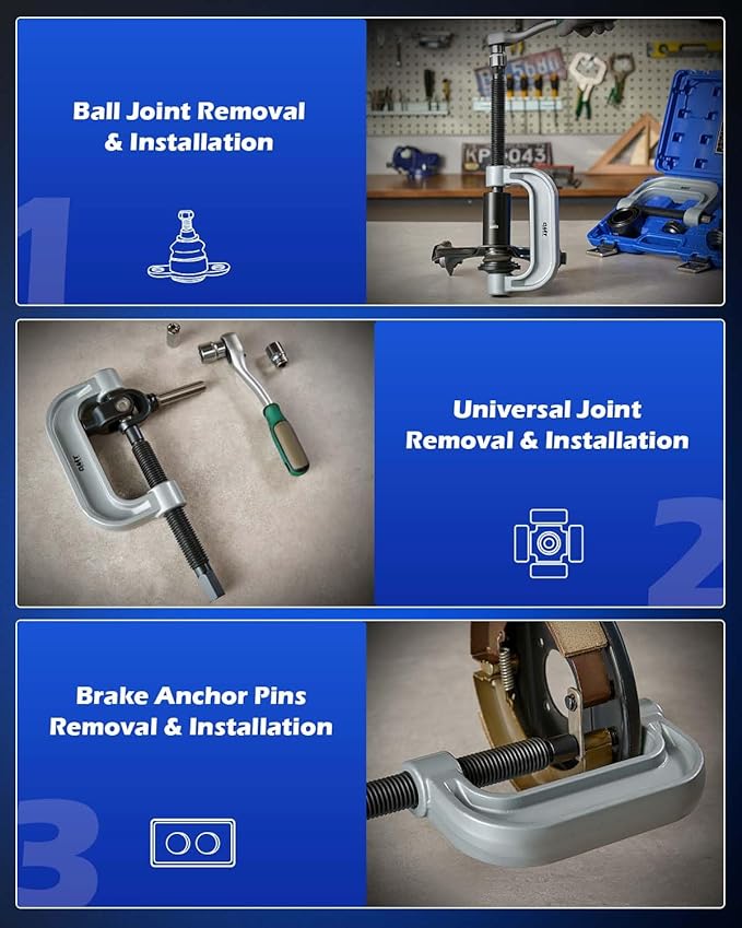 Orion Motor Tech Heavy Duty Ball Joint Press & U Joint Removal Tool Kit with 4x4 Adapters, for Most 2WD and 4WD Cars and Light Trucks