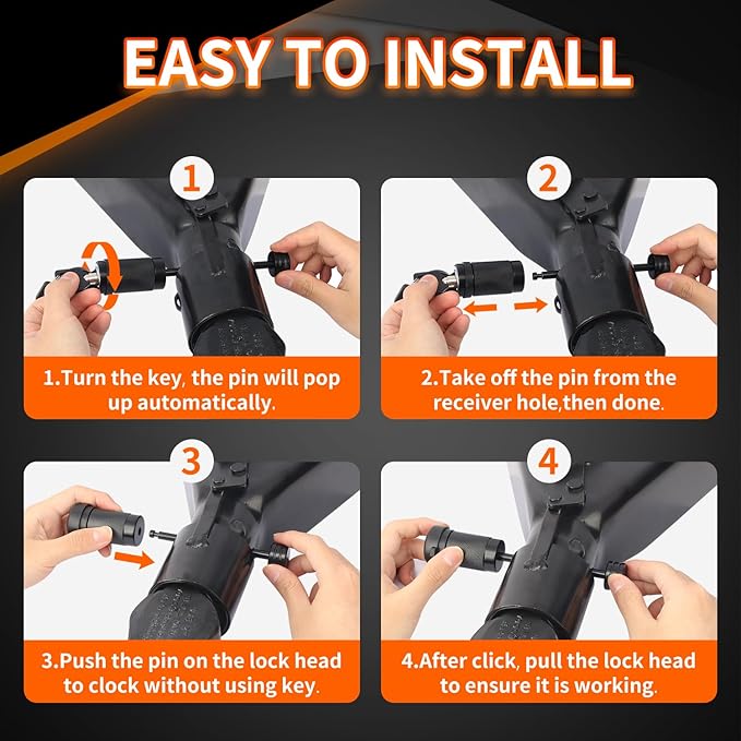 METOWARE Trailer Tongue Coupler Lock 1/4" Dia, 3-1/2" Span, Trailer Hitch Lock for Latch-Type Coupler, Black Trailer Pin Lock for Towing Trailer RV Car Boat Truck (2 Pack)